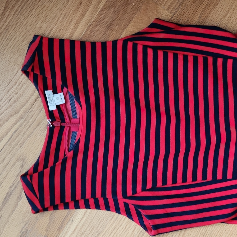 J. Crew size XS sleeveless dress,  striped navy/ red - Picture 2 of 12